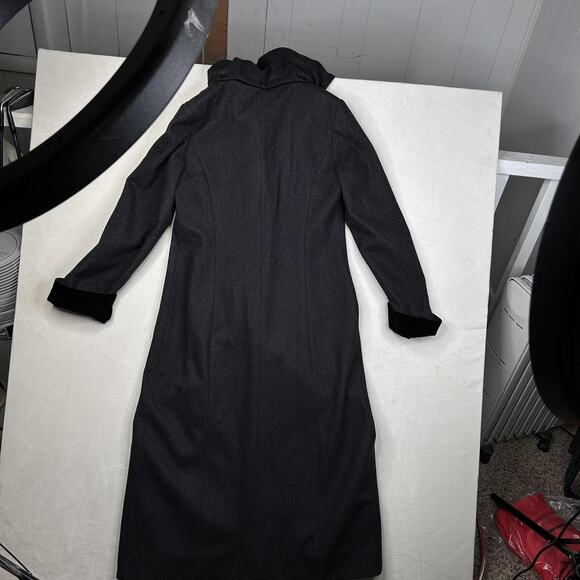 Donnybrook Coat Womens Large Wool Blend Hooded Velvet Trim Button Front Long - Picture 8 of 14